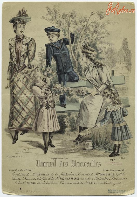 Ретро мода - Детский костюм . Франция, 1890-1899. Парижская мода, 1892