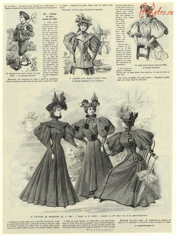 Ретро мода - Детский костюм . Франция, 1890-1899. Одежда для прогулок,1895