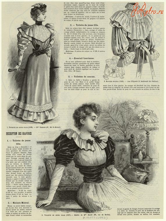 Ретро мода - Детский костюм . Франция, 1890-1899. Платье для девочки,  1893