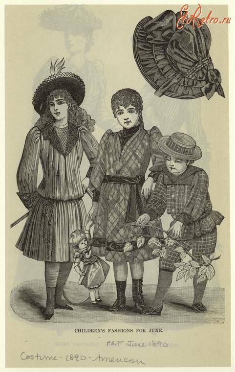 Ретро мода - Детский костюм. США, 1890-1899. Детская мода, июнь 1890