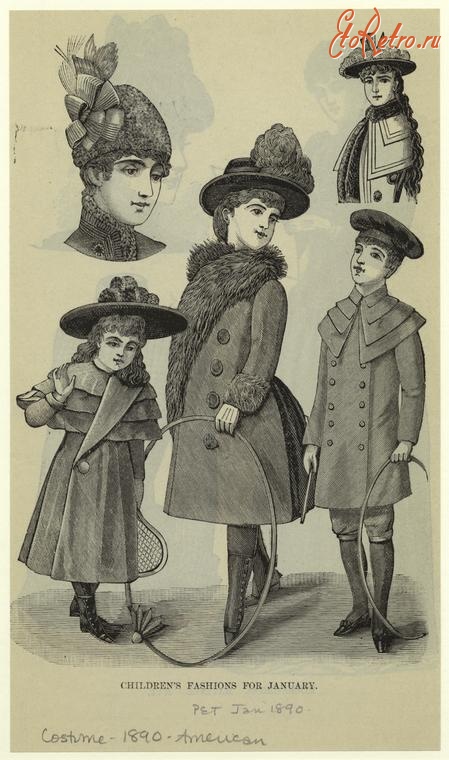 Ретро мода - Детский костюм. США, 1890-1899. Детская мода, январь 1890