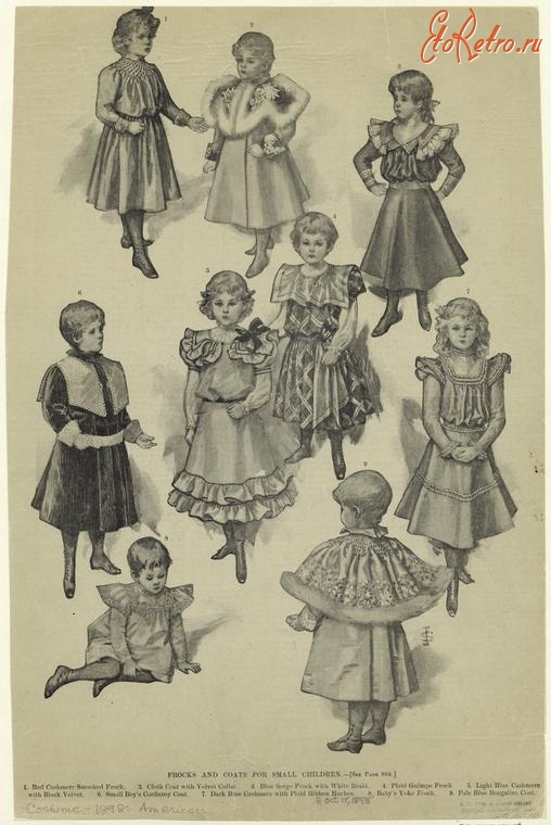 Ретро мода - Детский костюм. США, 1890-1899. Одежда для девочек, 1898