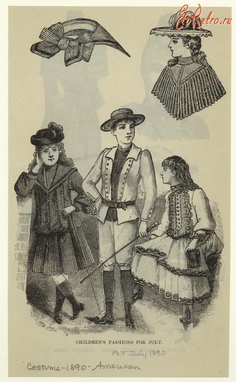 Ретро мода - Детский костюм. США, 1890-1899. Детская мода,июль 1890