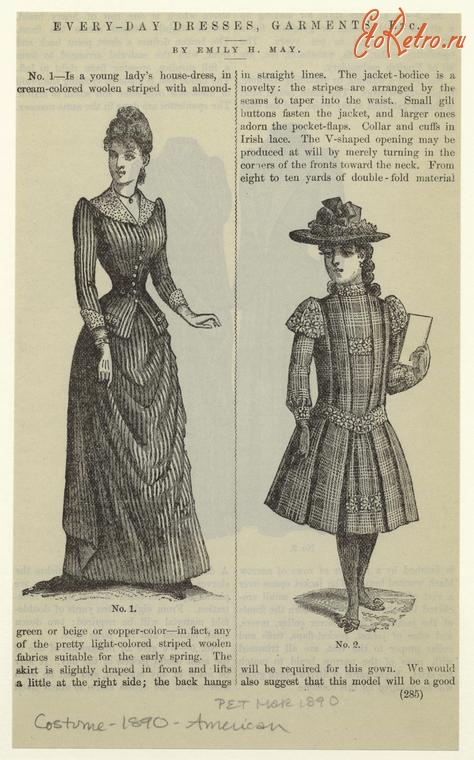 Ретро мода - Детский костюм. США, 1890-1899.  Повседневная одежда, 1890