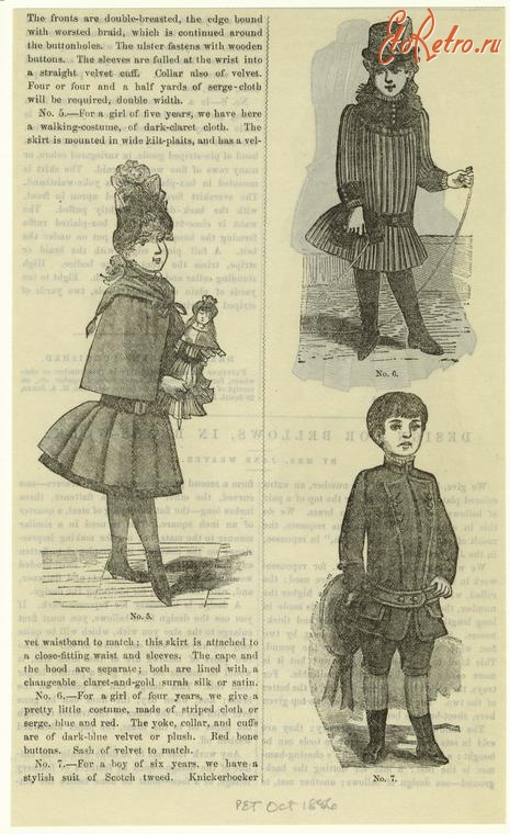 Ретро мода - Детский костюм. США, 1880-1889. Пальто и костюмы для прогулок, 1886