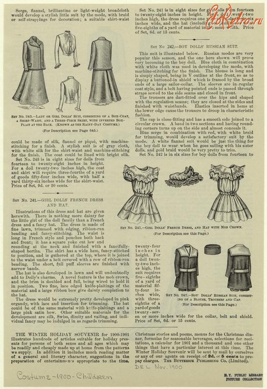 Ретро мода - Детский костюм, 1900-1909. Платья долли, 1900