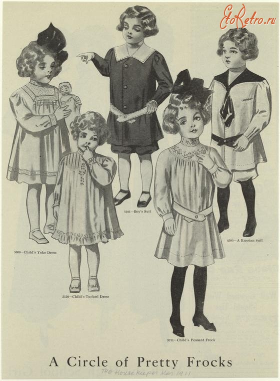 Ретро мода - Детский костюм, 1910-1919. Круг красивых платьев, 1911