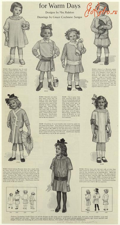 Ретро мода - Детский костюм, 1910-1919. Одежда для тёплых дней, 1910