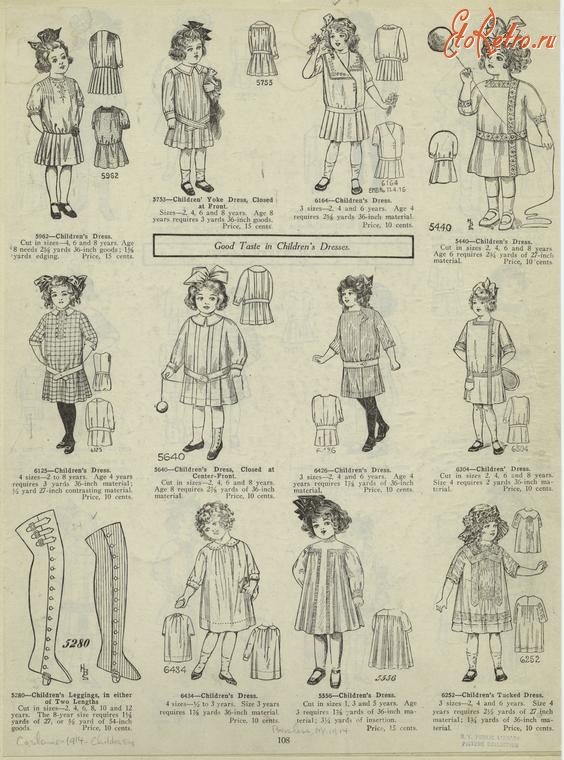 Ретро мода - Детский костюм, 1910-1919. Модели одежды, 1914