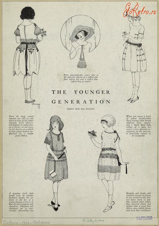 Ретро мода - Детский костюм, 1920-1929. Мода для девочек, 1921