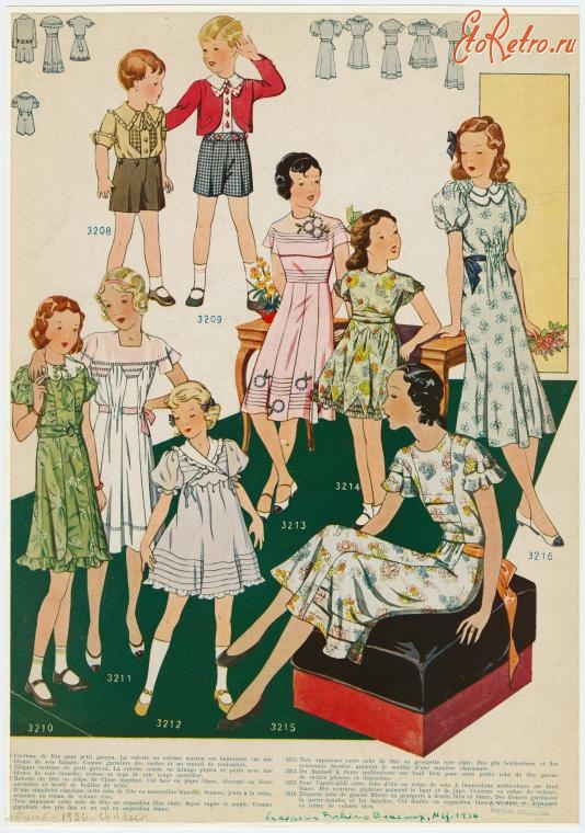 Ретро мода - Детский костюм, 1930-1939. Мода для мальчиков и девочек, 1936