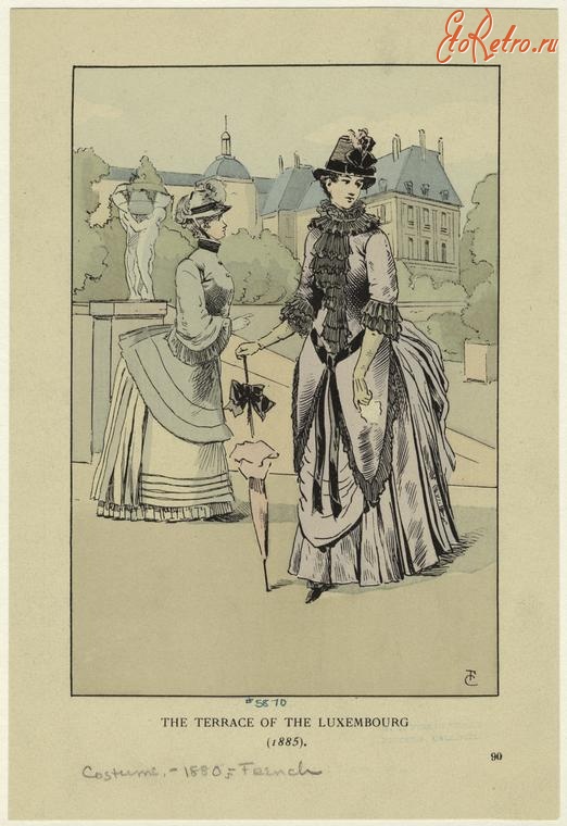 Ретро мода - Женский костюм. Франция, 1880-1889. Одежда для прогулок, 1885
