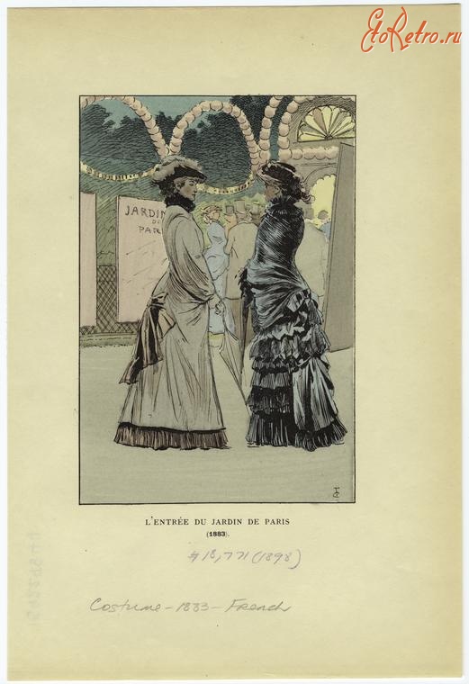 Ретро мода - Женский костюм. Франция, 1880-1889. Одежда для прогулок, 1883