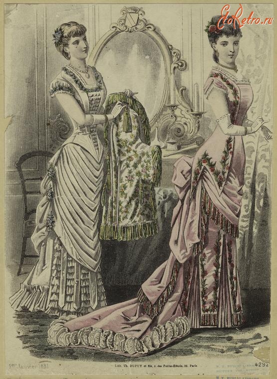 Ретро мода - Женский костюм. Франция, 1880-1889. Вечерние платья, 1881