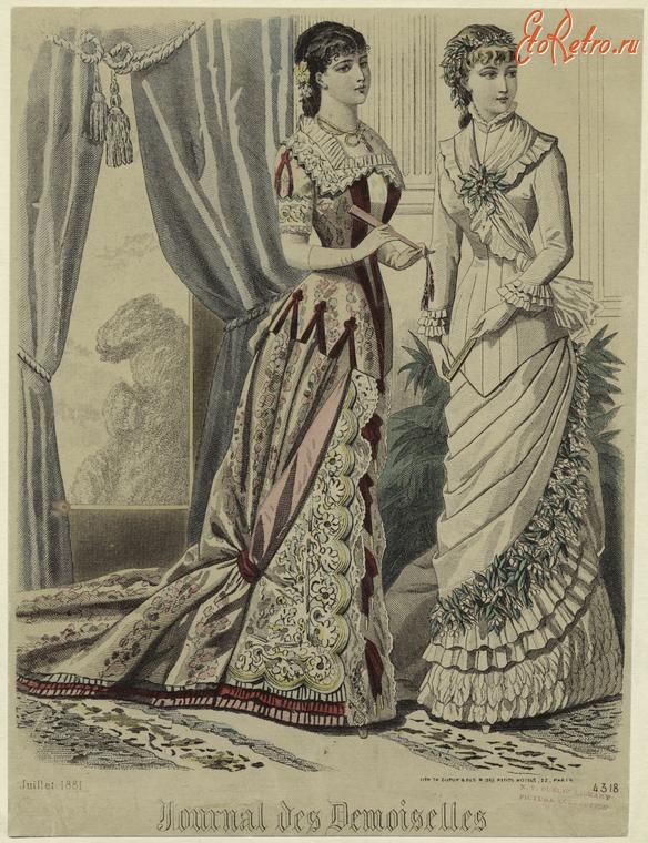 Ретро мода - Женский костюм. Франция, 1880-1889. Платья для приёмов и визитов, 1881