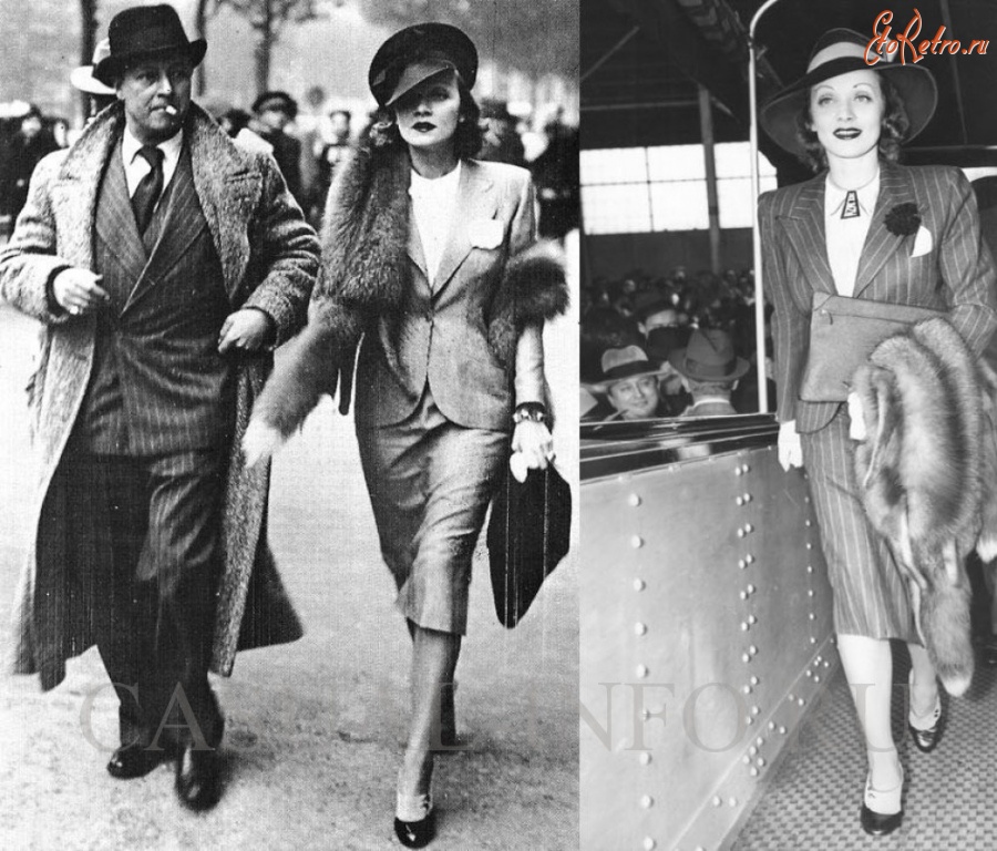 Ретро мода - Марлен Дитрих с мужем Рудольфом Зибером, 1938 год