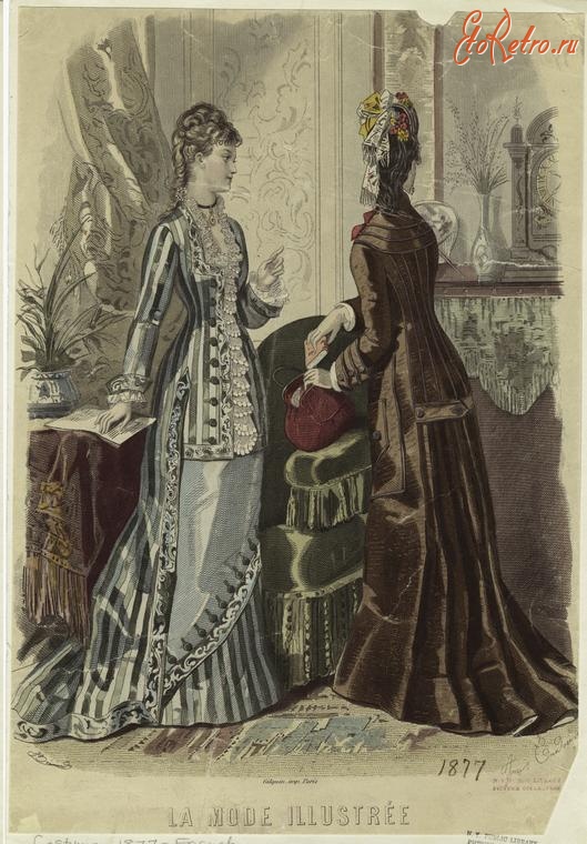 Ретро мода - Женский костюм. Франция, 1870-1879. Одежда для посещений и прогулок, 1877