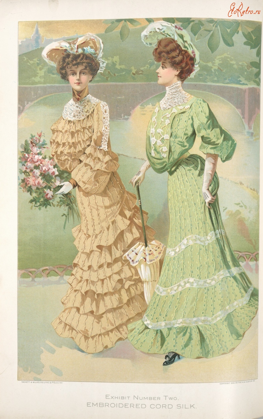 Ретро мода - Женские платья для прогулок из кордового шёлка