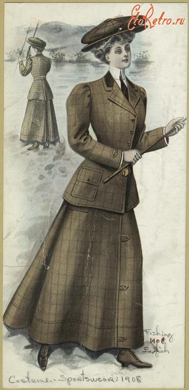 Ретро мода - Английский женский костюм для рыбалки