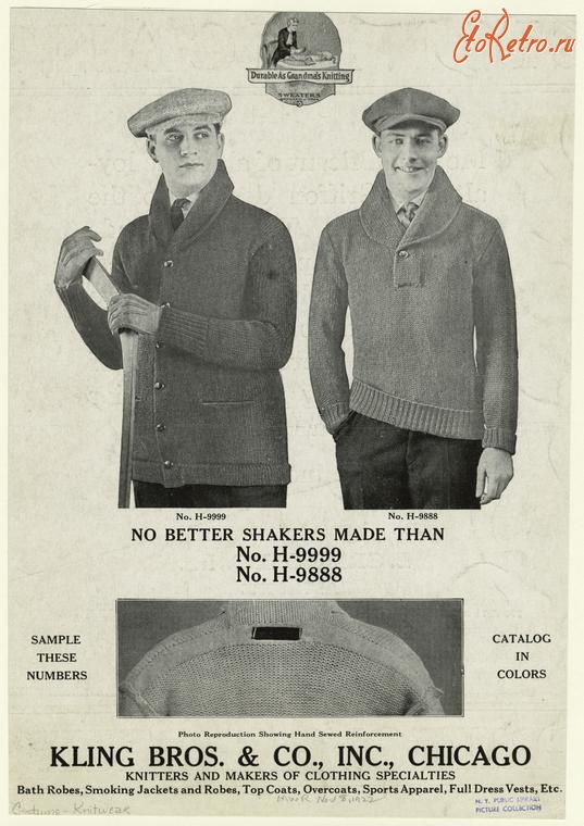 Ретро мода - Мужской  свитер и головные уборы