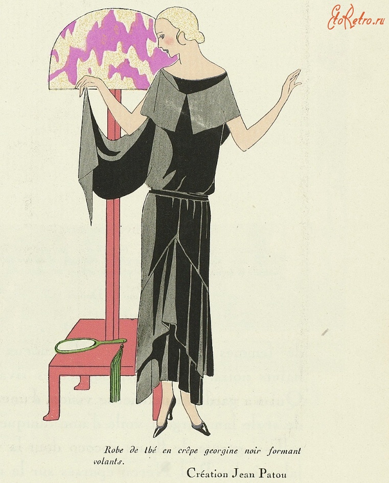 Ретро мода - Вечернее платье из чёрного крепжоржета, 1924
