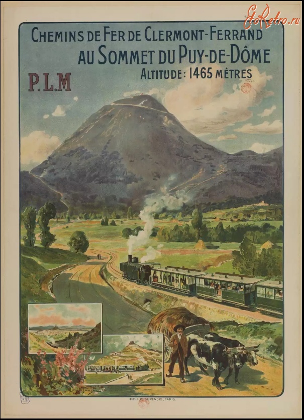 Плакаты - Железные дороги. Клермон-Ферран. Пюи-де-Дом, 1908