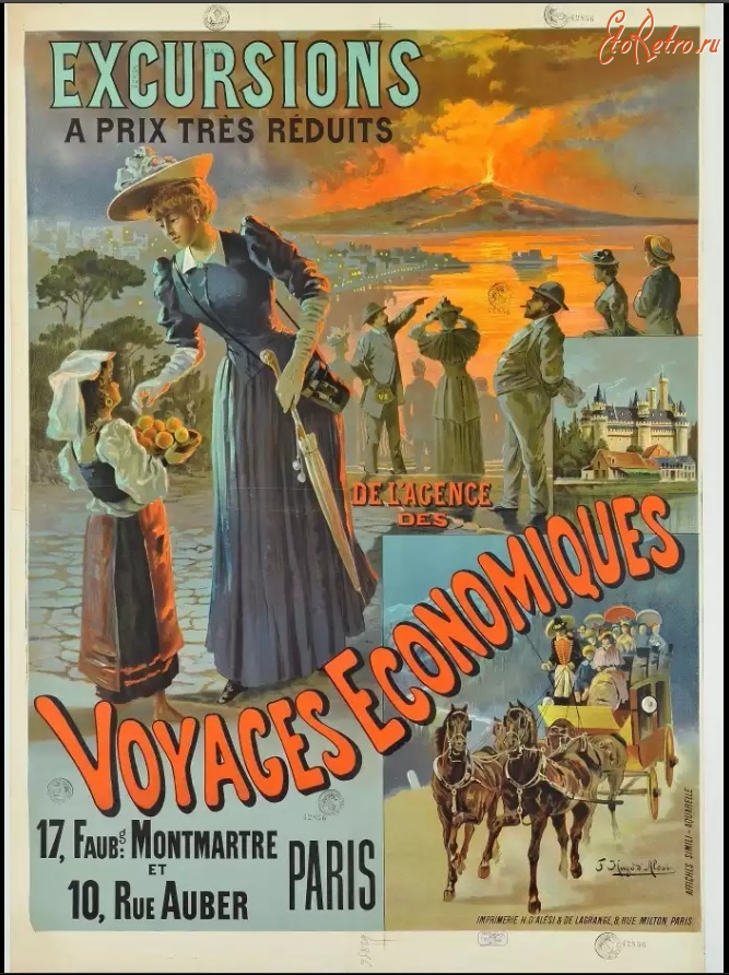 Плакаты - Экскурсии по низким ценам в Париже, 1892