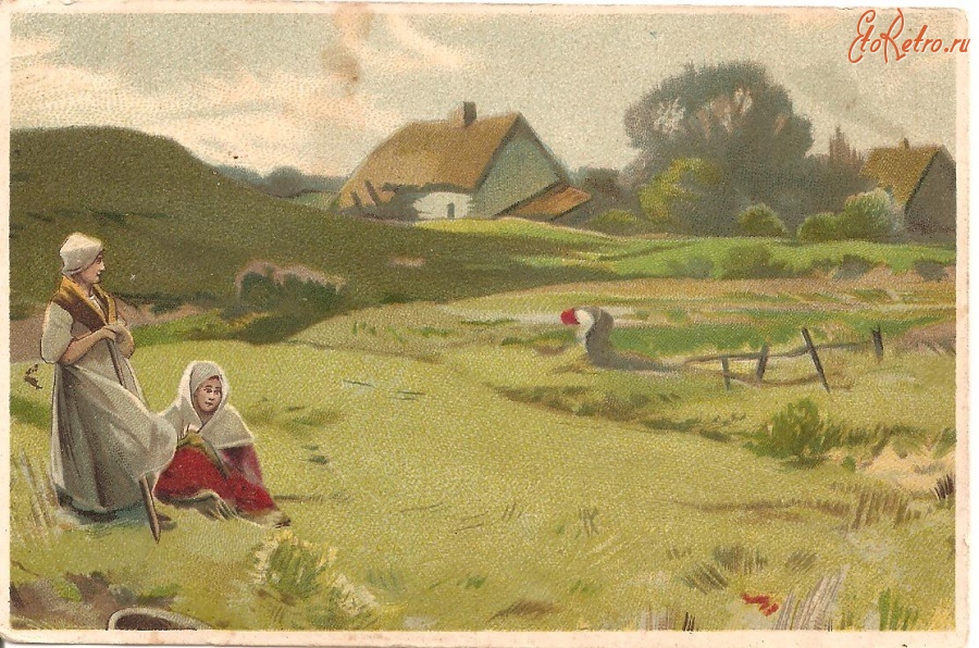 Ретро открытки - Сельский пейзаж.
