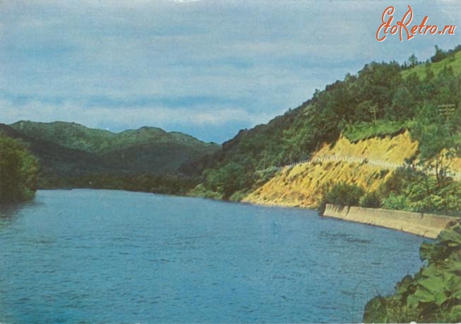 Ретро открытки - Открытка. Сахалинская область. Река Лютога. 1971 г.