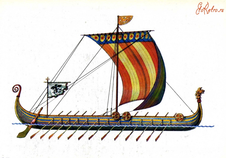 Ретро открытки - Корабль Вильгельма Завоевателя.