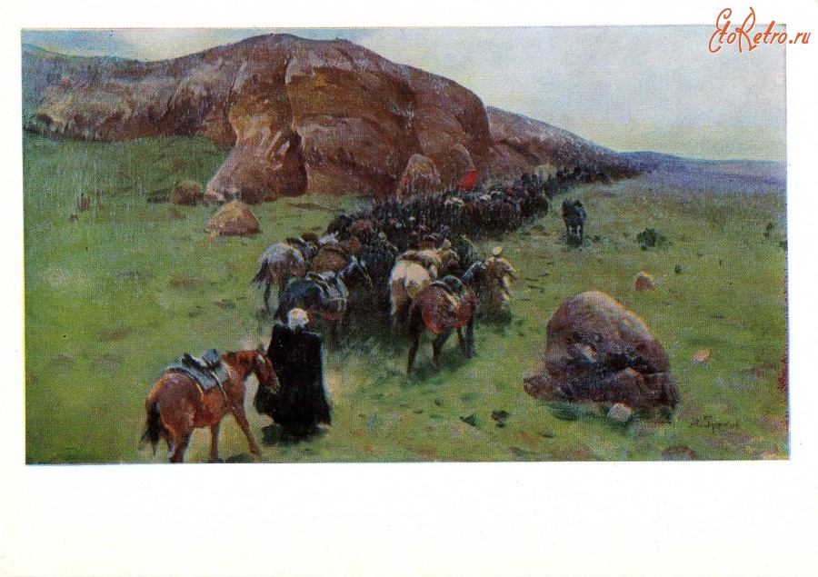 Ретро открытки - М.Б.Греков. На походе.Первая конная.1927 г.