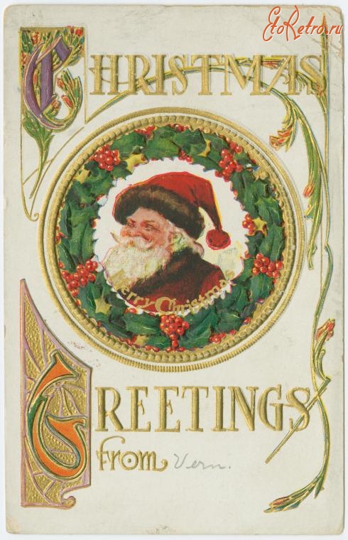 Ретро открытки - Санта Клаус и Рождество