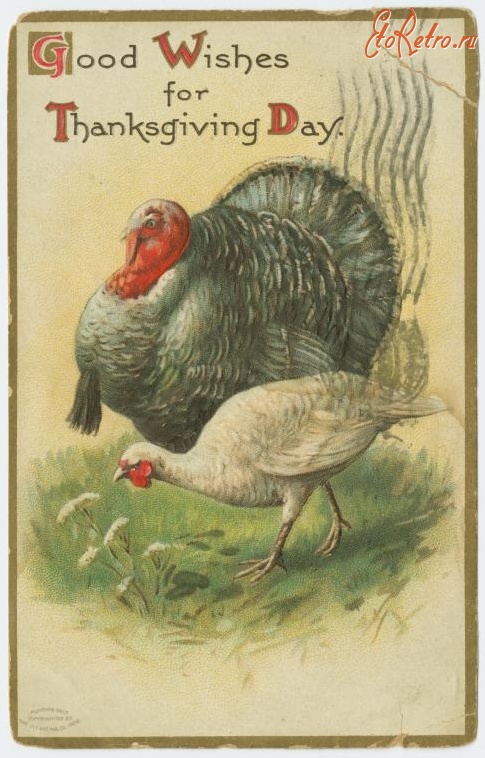 Ретро открытки - Добрые пожелания в День благодарения, 1908