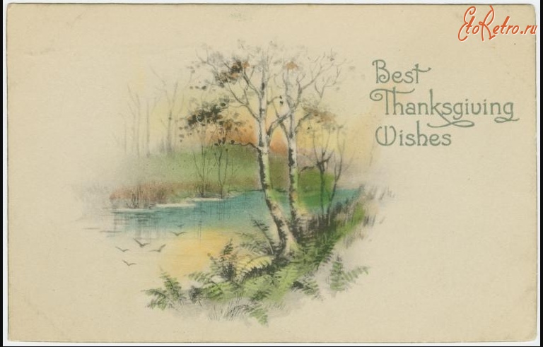 Ретро открытки - Лучшие пожелания в День благодарения
