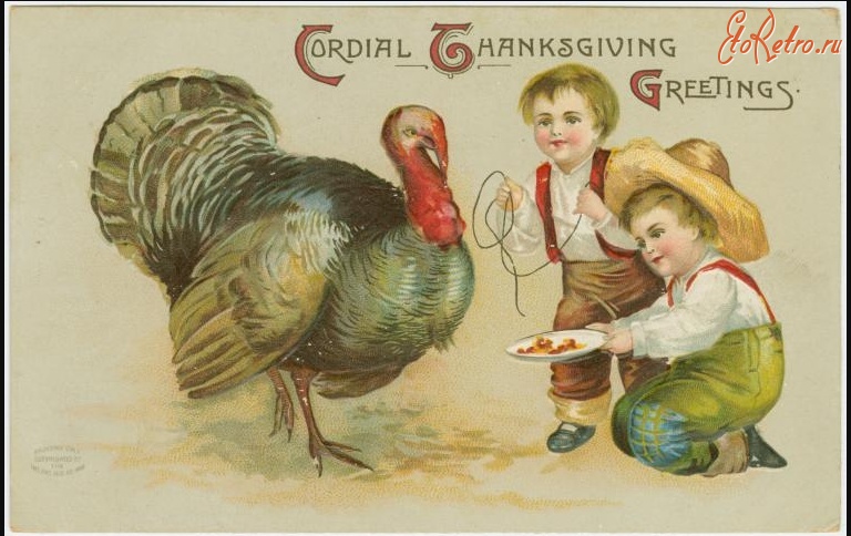 Ретро открытки - Добрые пожелания в День благодарения