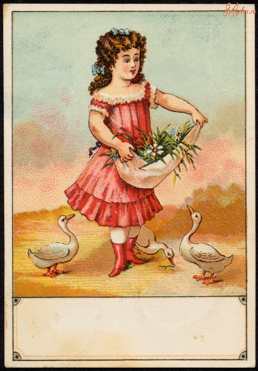 Ретро открытки - Девочка с цветами