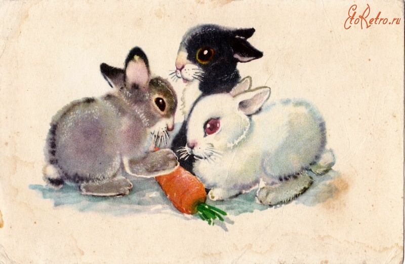 Ретро открытки - Кролики