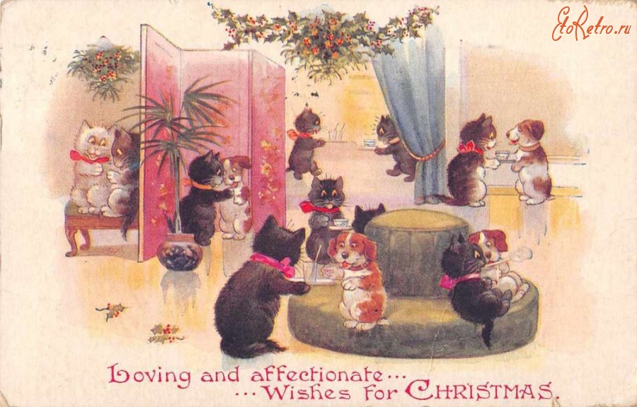 Ретро открытки - Рождественские поздравления от ласковых и любимых