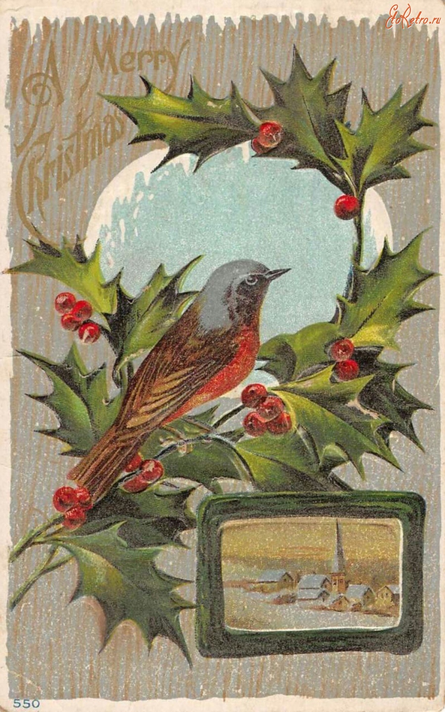 Ретро открытки - С Рождеством. Зимние птицы