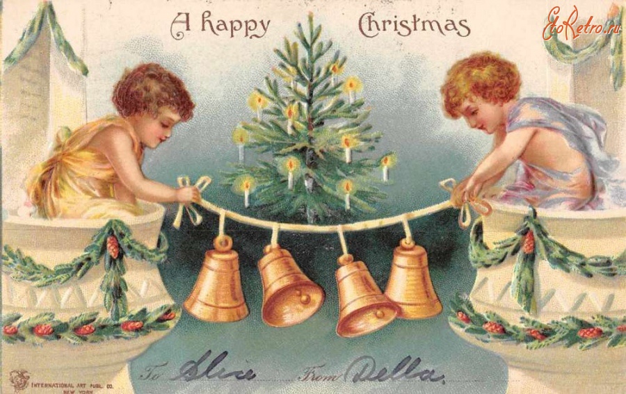 Ретро открытки - С Рождеством. Рождественские колокола