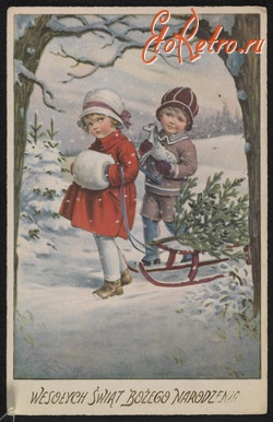 Ретро открытки - Веселих свят  Різдва Христового.