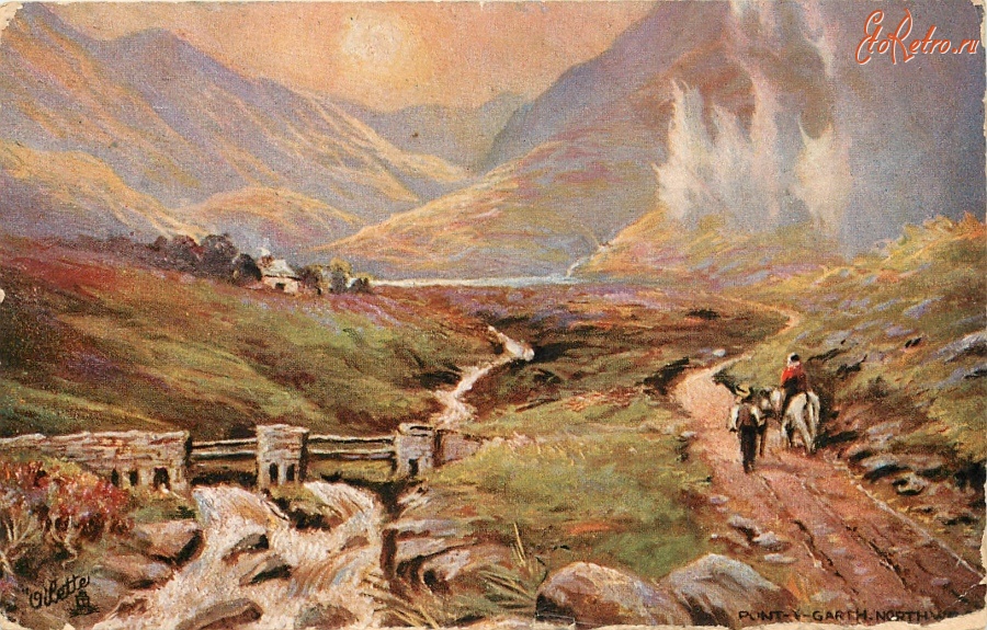 Ретро открытки - Северный Уэльс. Вид на Понт-и-Гарт