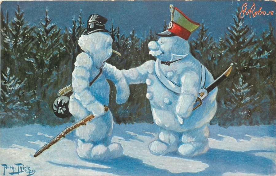 Ретро открытки - С Рождеством и Новым Годом. Снежный патруль