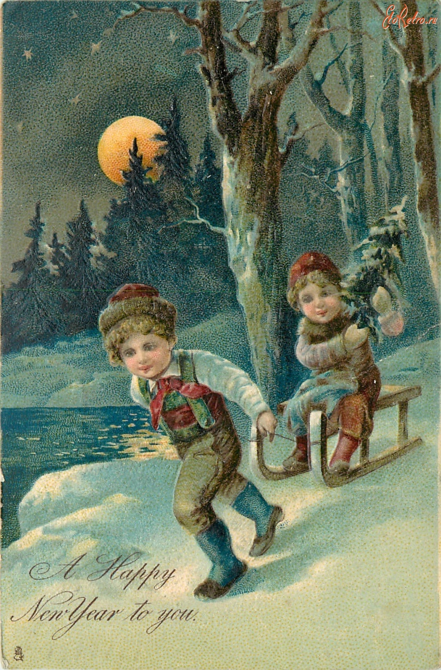 Ретро открытки - С Рождеством. В зимний лес за ёлкой