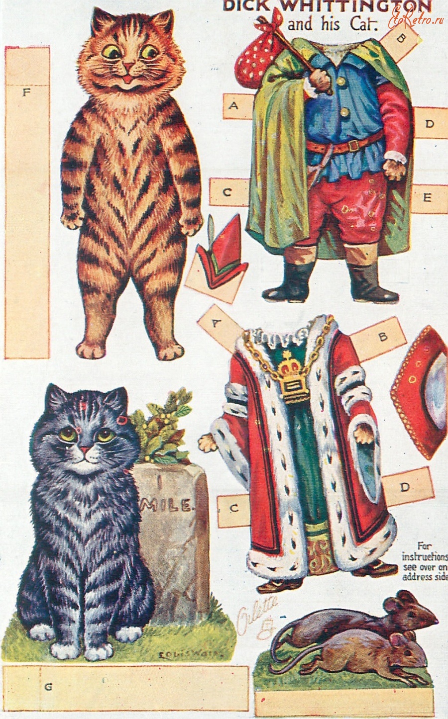 Ретро открытки - Дик Уиттингтон и его кот