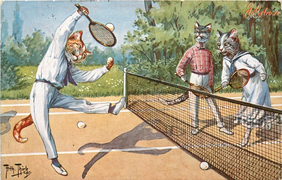 Ретро открытки - Теннисный турнир. Лав ван