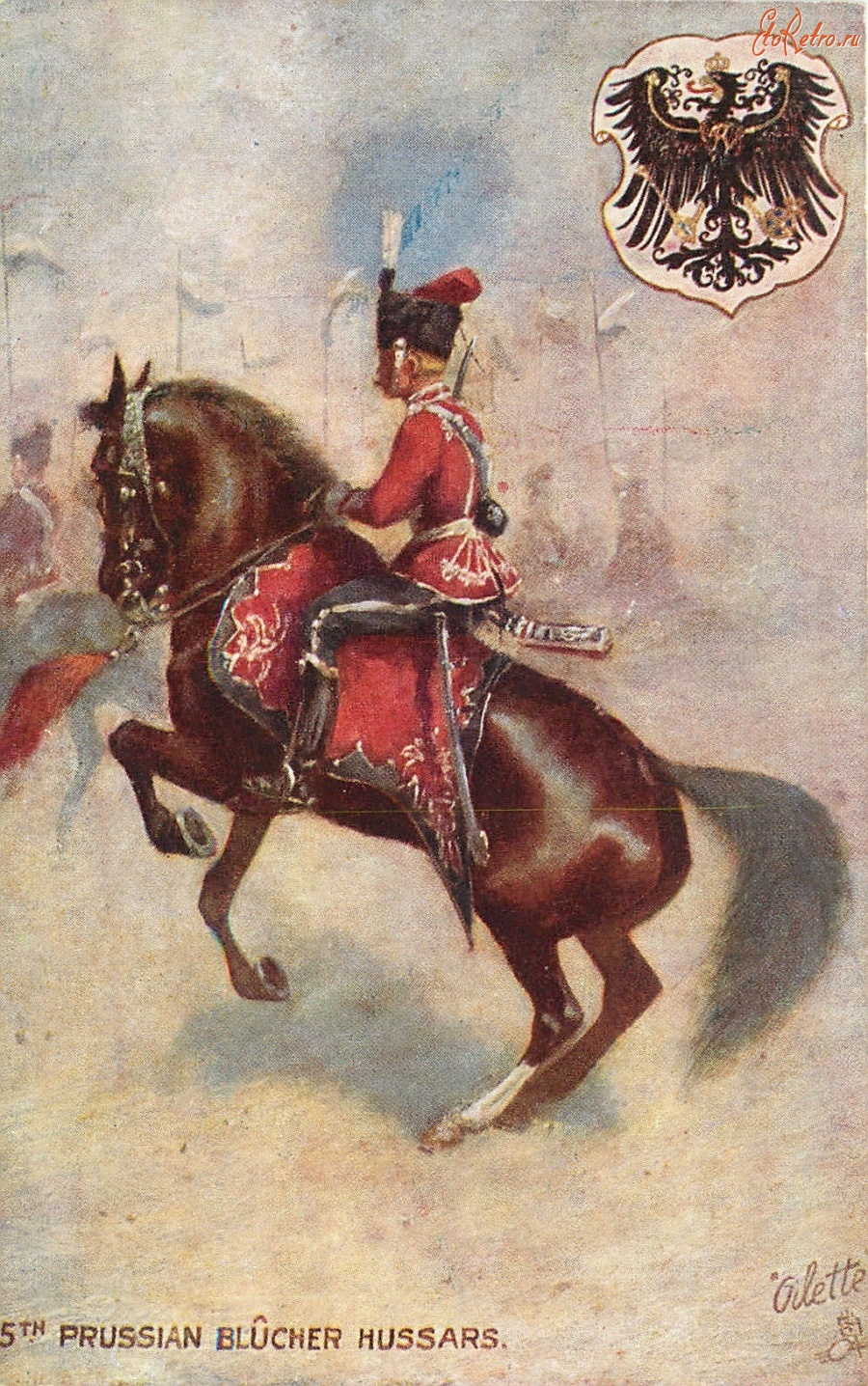 Ретро открытки - 5-й Прусский Блихер, Гусарский полк Фридриха Великого