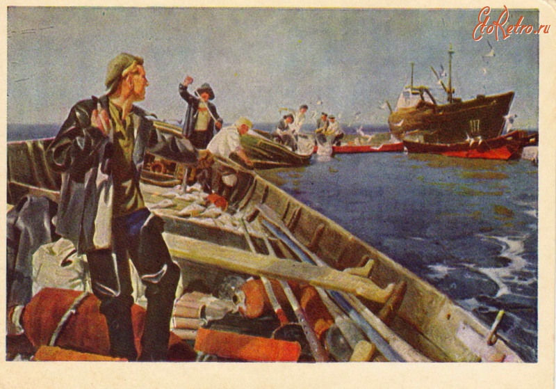 Ретро открытки - Латышские рыбаки