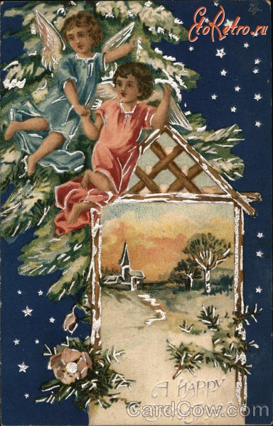 Ретро открытки - Ретро-поштівка.  Щасливого  Різдва.