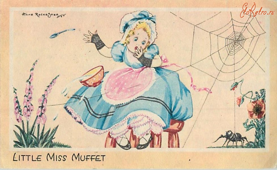 Ретро открытки - Маленькая Мисс Маффет